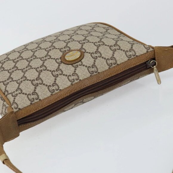 GUCCI GG PLUS Canvas Shoulder Bag PVC Leather Beige Auth th6401 - Picture 7 of 16